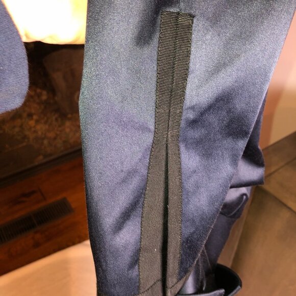 Rebecca Taylor Navy and Black Satin Cropped Tuxedo Jacket, Sz 4 - Picture 8 of 14